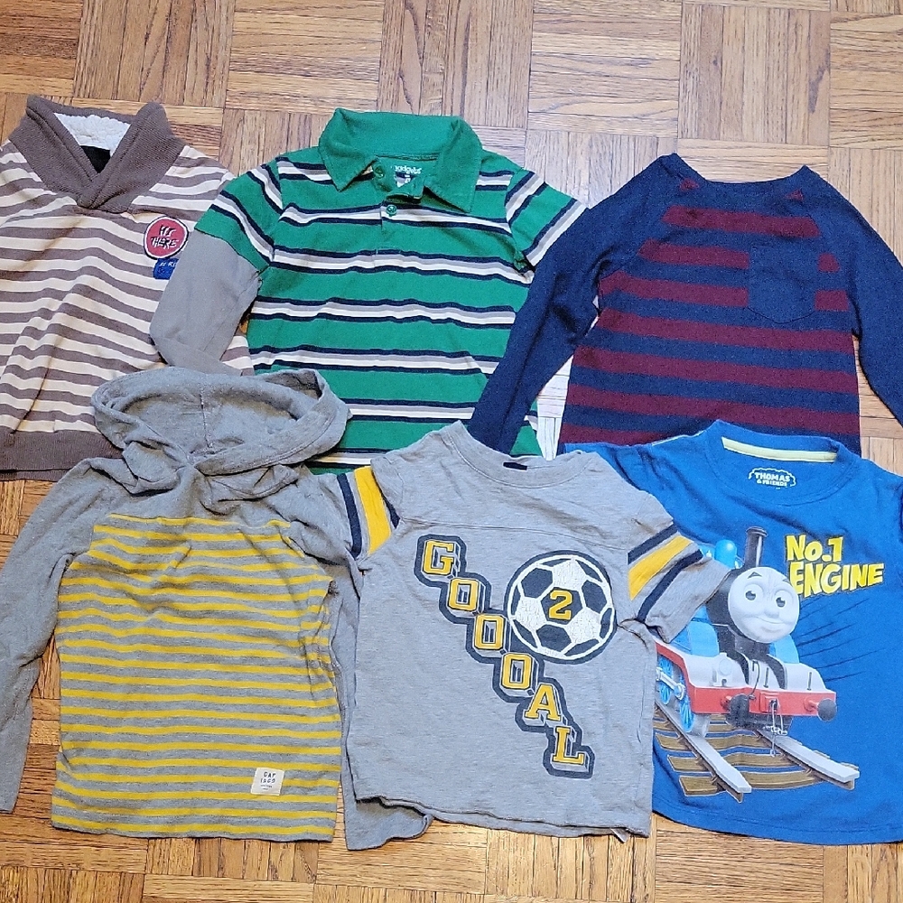 GAP Kids Green and Blue Striped Polo Shirt